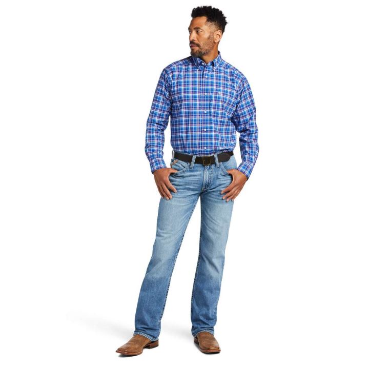 Ariat Pro Series Andrew Stretch Klassische Fit Shirt Blau | 4D3aVIuL