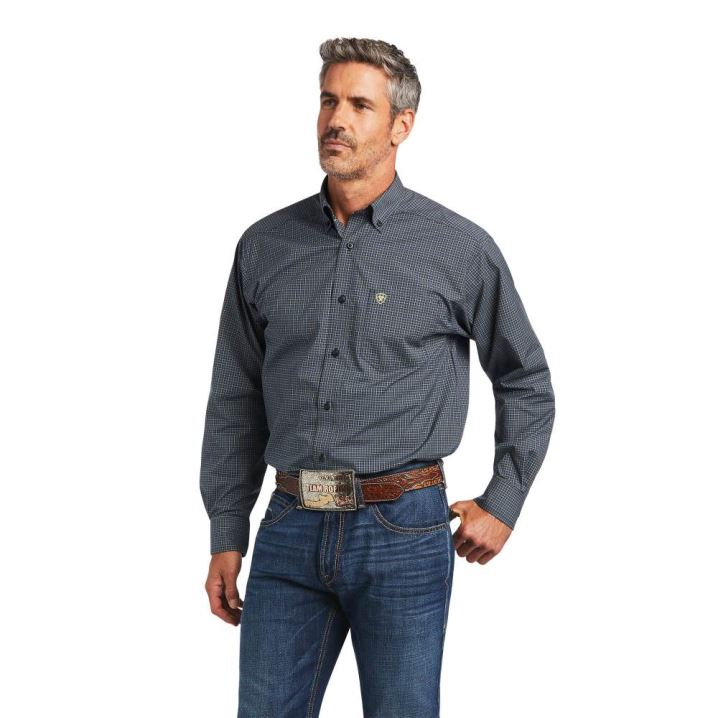 Ariat Pro Series Brian Klassische Fit Shirt Blau | KH0q7pxJ