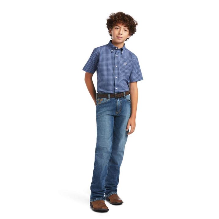 Ariat Pro Series Bryson Klassische Fit Shirt Dunkelgrau Blau | hACWzGNb