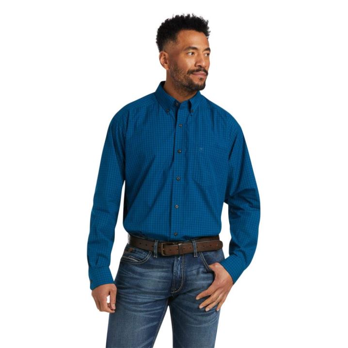 Ariat Pro Series Troy Klassische Fit Shirt Blau | xFL9kVyv