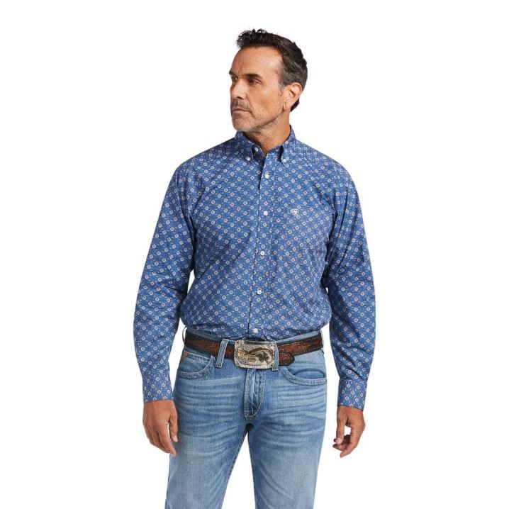 Ariat Qhama Klassische Fit Shirt Bright Cobalt | XuhjjYui