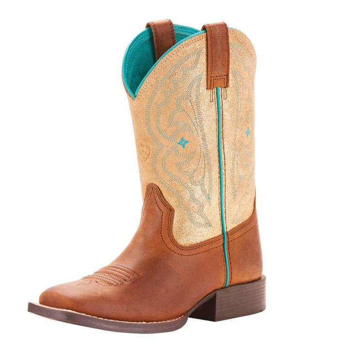 Ariat Quickdraw Western Boot Metal Gold | FfaneTxN