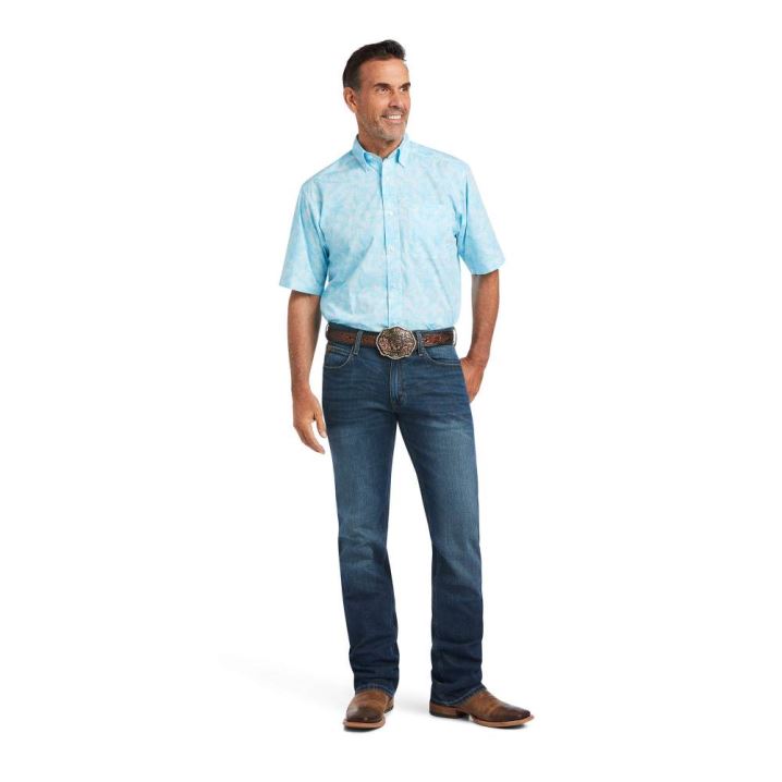 Ariat Qusay Stretch Klassische Fit Shirt Bachelor Button | dXshRPDI