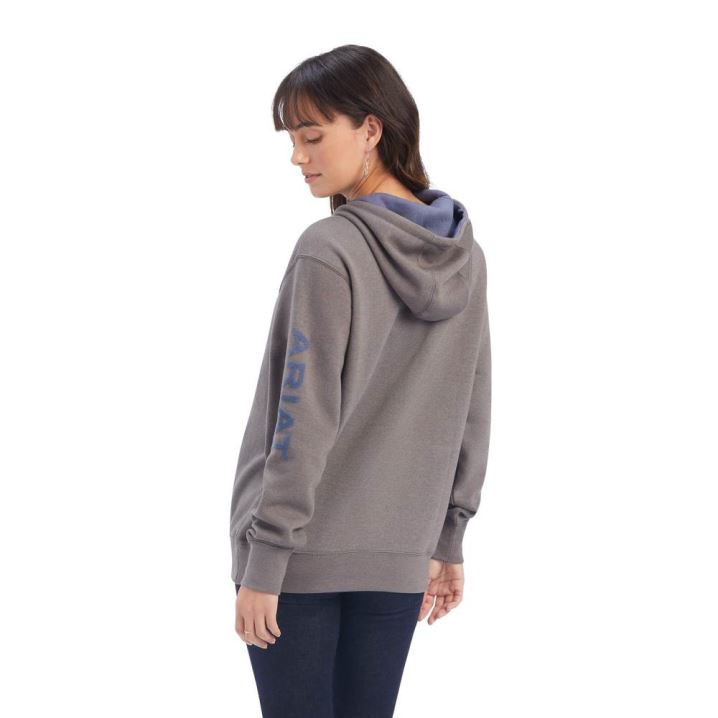 Ariat REAL Arm Logo Hoodie Grau | JBqPvq0n