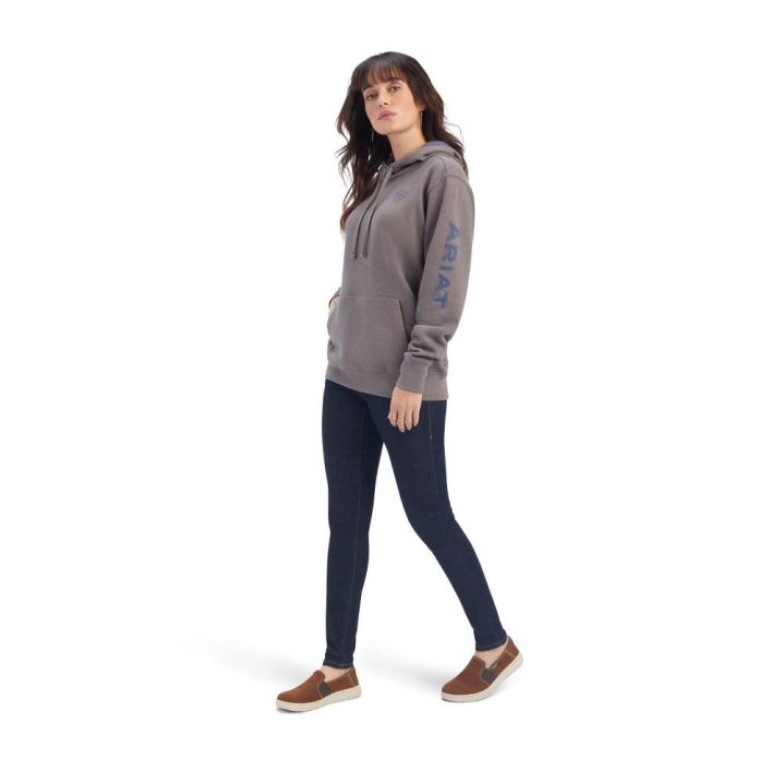 Ariat REAL Arm Logo Hoodie Grau | JBqPvq0n