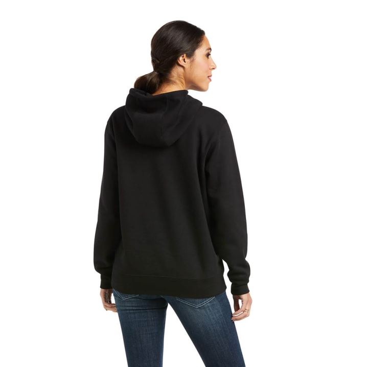 Ariat REAL Arm Logo Hoodie Schwarz | tKUDyvK3