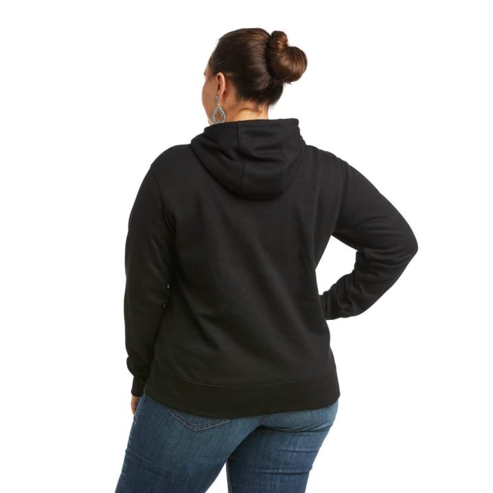 Ariat REAL Arm Logo Hoodie Schwarz | tKUDyvK3