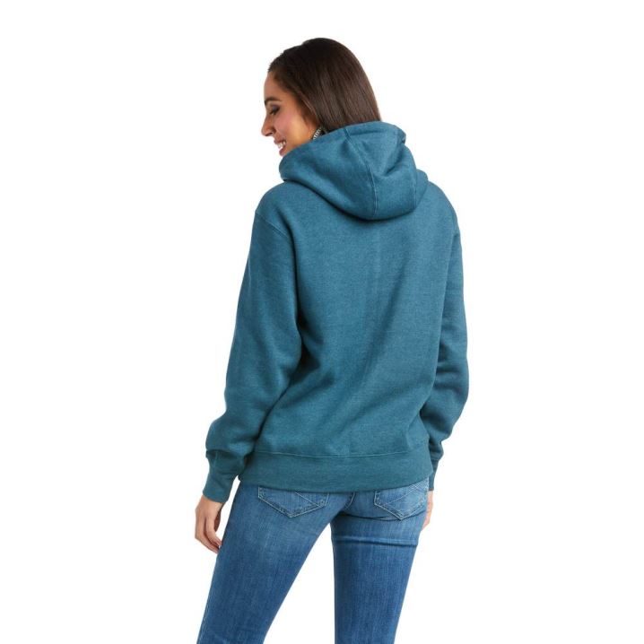 Ariat REAL Arm Logo Hoodie Türkis | zClM0byQ