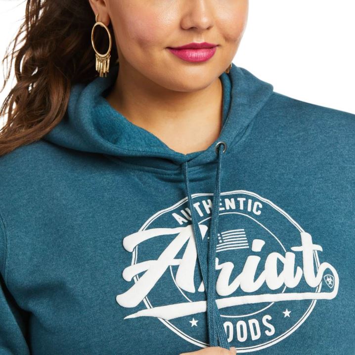 Ariat REAL Arm Logo Hoodie Türkis | zClM0byQ