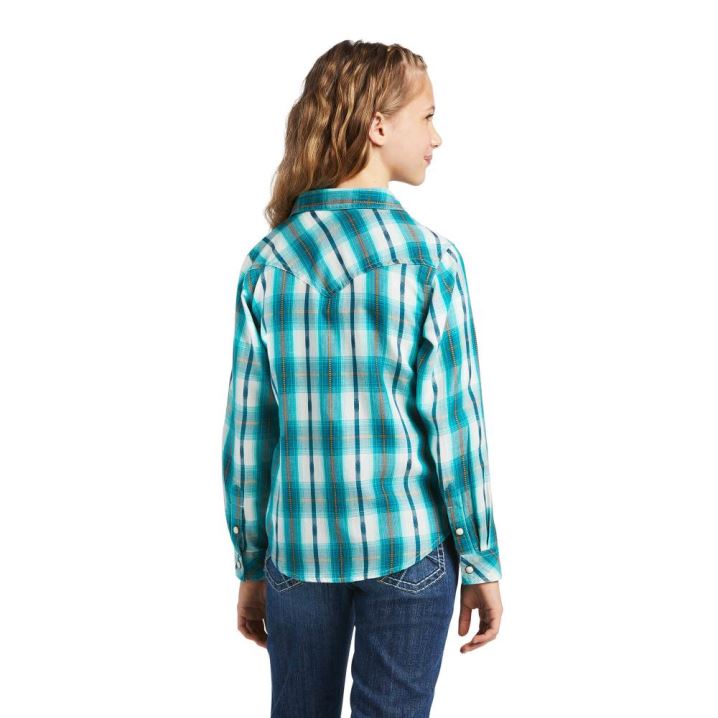 Ariat REAL Bayou Shirt Glacier Falls Plaid Dobby | SQ16NjFN