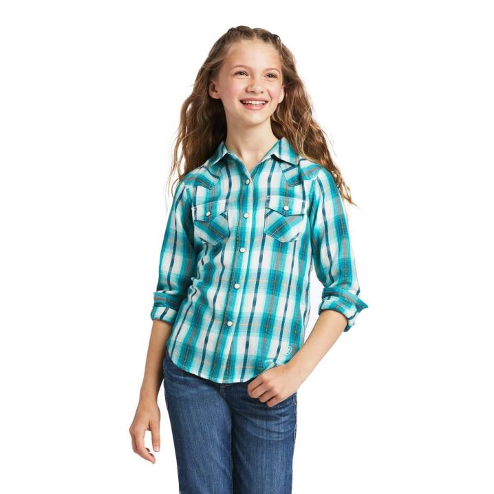 Ariat REAL Bayou Shirt Glacier Falls Plaid Dobby | SQ16NjFN