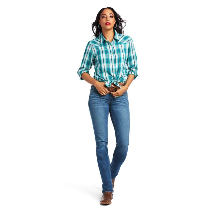 Ariat REAL Billie Jean Shirt Glacier Falls Plaid Dobby | 8Sqy3JXj