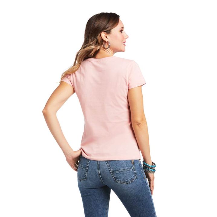 Ariat REAL Logo Script Klassische Fit Tee Rosa | qx5zGeQD