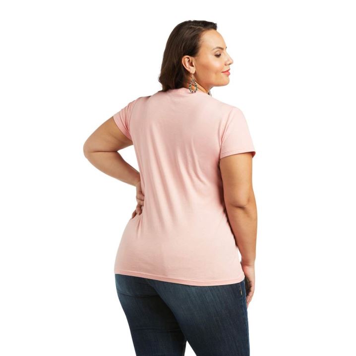 Ariat REAL Logo Script Klassische Fit Tee Rosa | qx5zGeQD