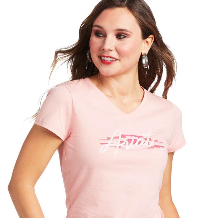 Ariat REAL Logo Script Klassische Fit Tee Rosa | qx5zGeQD