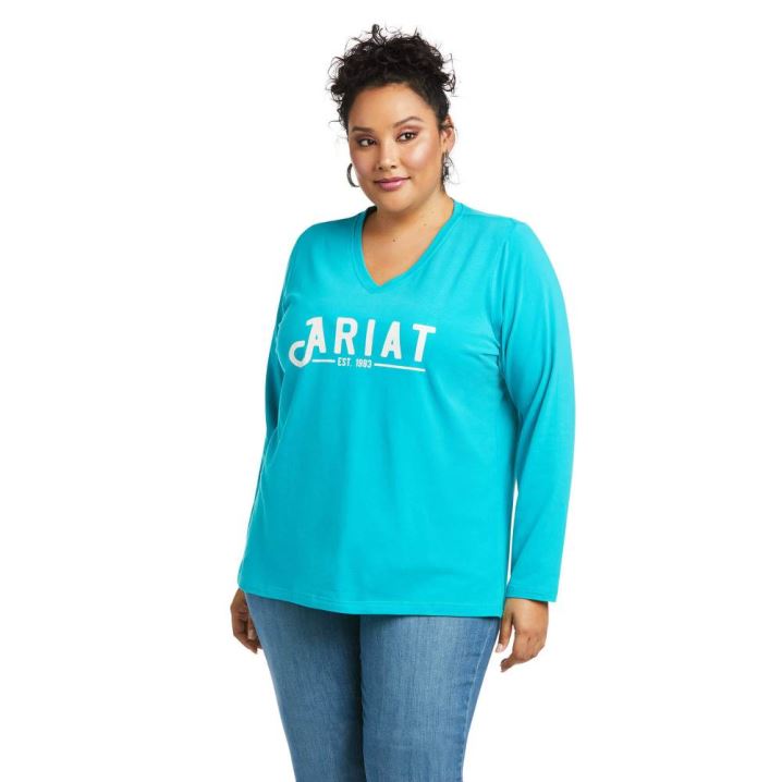 Ariat REAL Logo Tee Blau | S68vnQNM