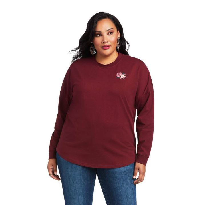 Ariat REAL OVERSIZE Tee Zinfandel | NMTgQNB8