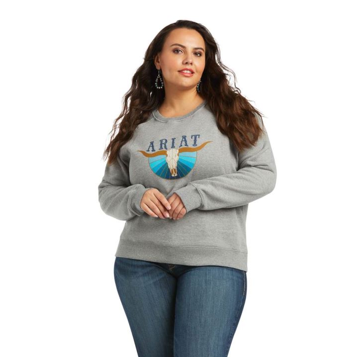 Ariat REAL Pacific Steerhead Sweatshirt Grau | j2pCkBoM