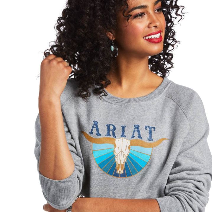 Ariat REAL Pacific Steerhead Sweatshirt Grau | j2pCkBoM