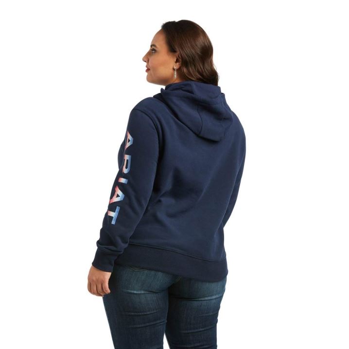 Ariat REAL Serape Logo Arm Sweatshirt Navy | Zt4WtPKM