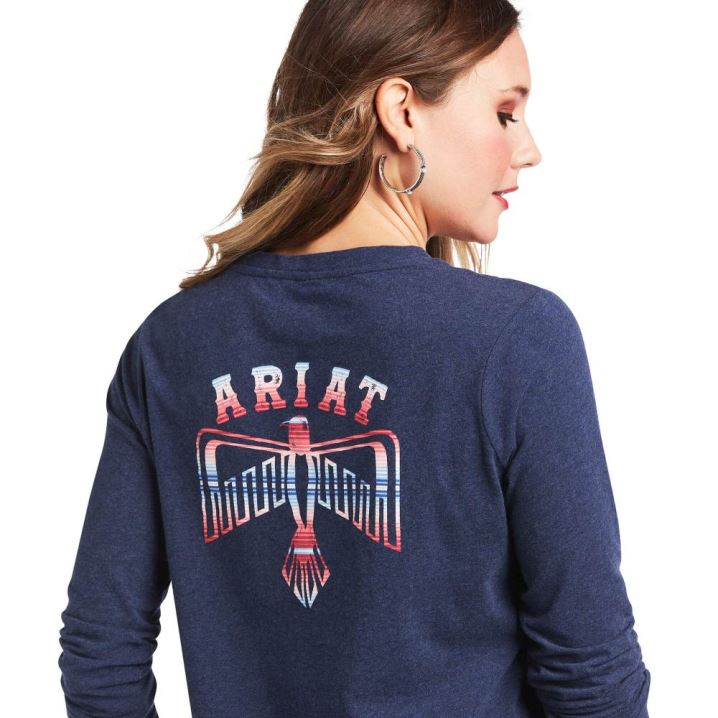 Ariat REAL Serape Thunderbird Tee Navy | FEAPsrYt