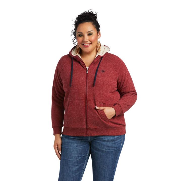 Ariat REAL Sherpa Full Zip Hoodie Rhubarb | nikXQZff