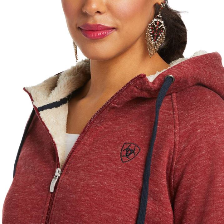 Ariat REAL Sherpa Full Zip Hoodie Rhubarb | nikXQZff