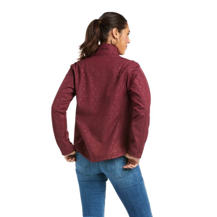 Ariat REAL Softshell Jacket Windsor Wine Embossed | LzrE3tK1