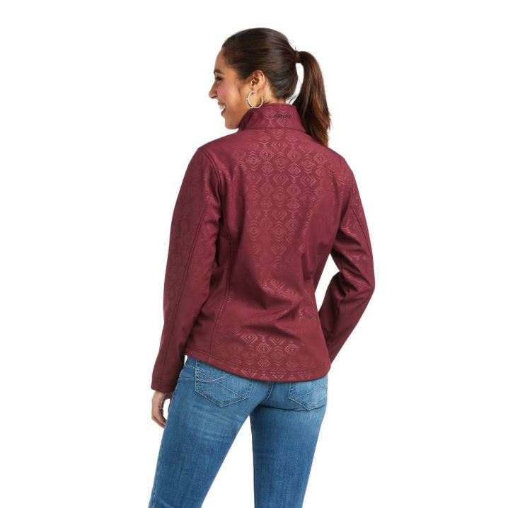 Ariat REAL Softshell Jacket Windsor Wine Embossed | LzrE3tK1