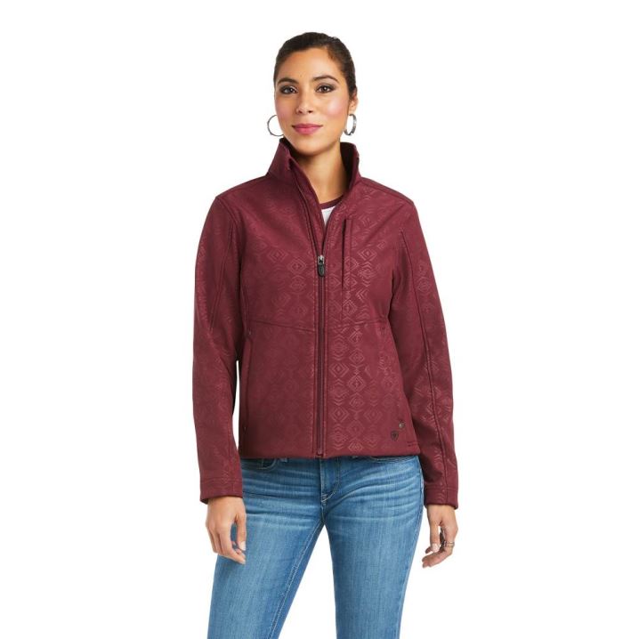 Ariat REAL Softshell Jacket Windsor Wine Embossed | LzrE3tK1