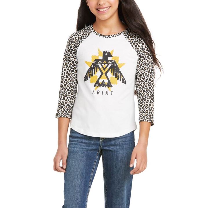 Ariat REAL Thunderbird Baseball Tee Egret | QRzpK7uN