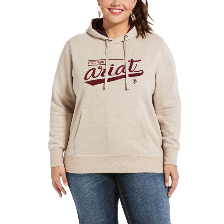 Ariat REAL Varsity Logo Sweatshirt Oatmeal Heather | EhFbIrU9