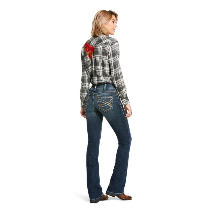 Ariat R.E.A.L. Mid Rise Stretch Entwined Festival Boot Cut Jean Blau | Su2OeAFX