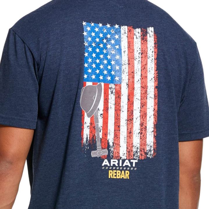 Ariat Rebar Baumwoll Strong American Grit Graphic T-Shirt Navy | V4rxtOea