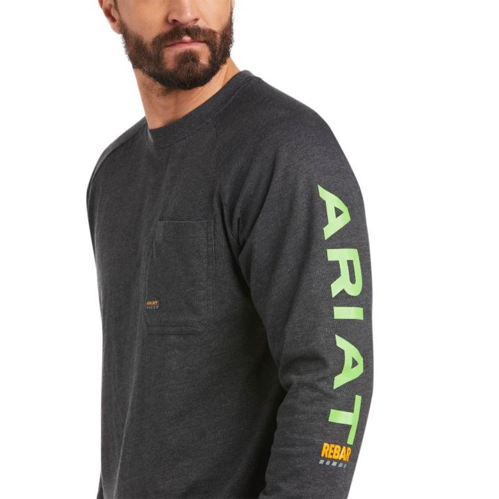 Ariat Rebar Baumwoll Strong Graphic T-Shirt Grau Hellgrün | ZP5Kynk4