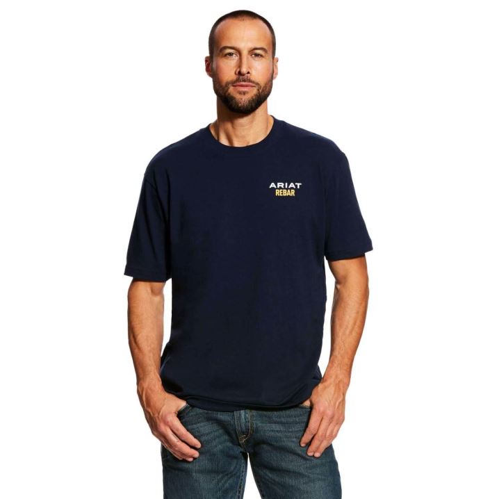 Ariat Rebar Baumwoll Strong Logo T-Shirt Navy | gA9gDTGL