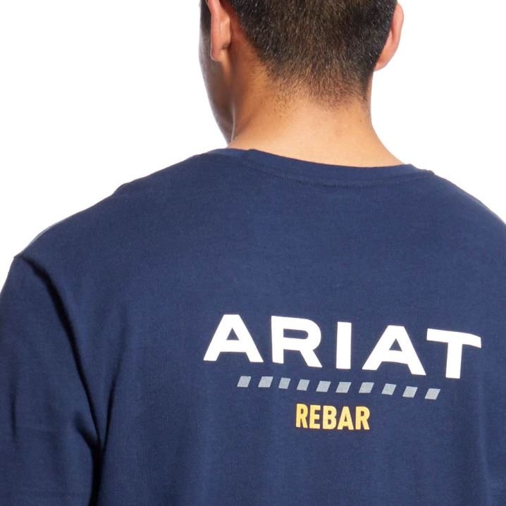 Ariat Rebar Baumwoll Strong Logo T-Shirt Navy | gA9gDTGL