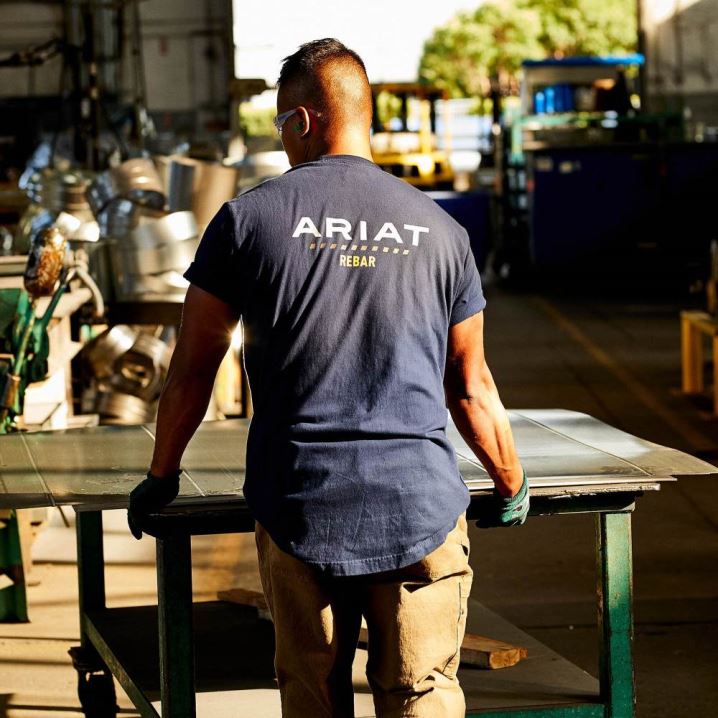 Ariat Rebar Baumwoll Strong Logo T-Shirt Navy | gA9gDTGL