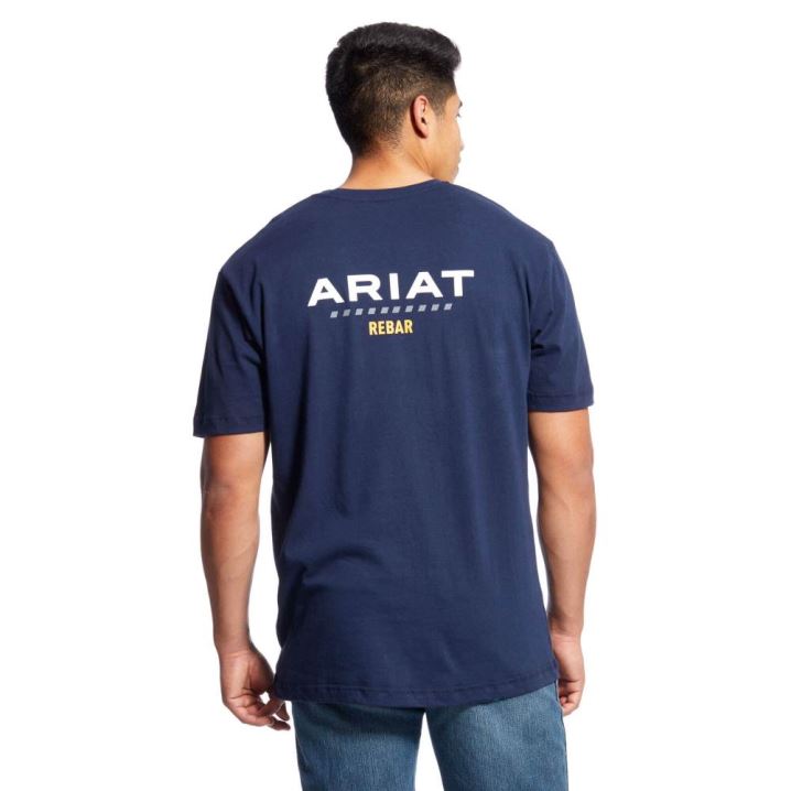 Ariat Rebar Baumwoll Strong Logo T-Shirt Navy | gA9gDTGL