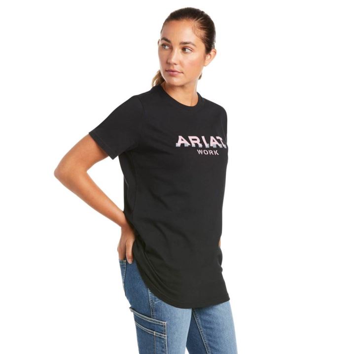 Ariat Rebar Baumwoll Strong Logo T-Shirt Navy | pU6S3HlH