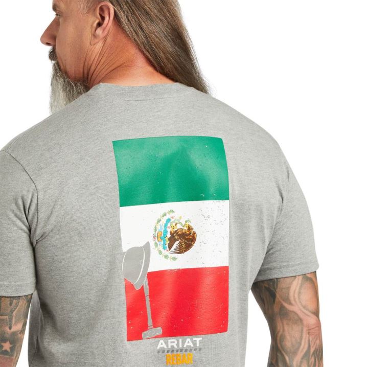 Ariat Rebar Baumwoll Strong Mexican Pride Graphic T-Shirt Grau | t4IREsj1