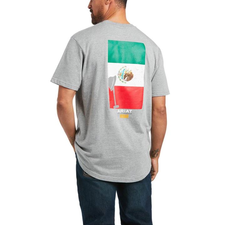 Ariat Rebar Baumwoll Strong Mexican Pride Graphic T-Shirt Grau | t4IREsj1