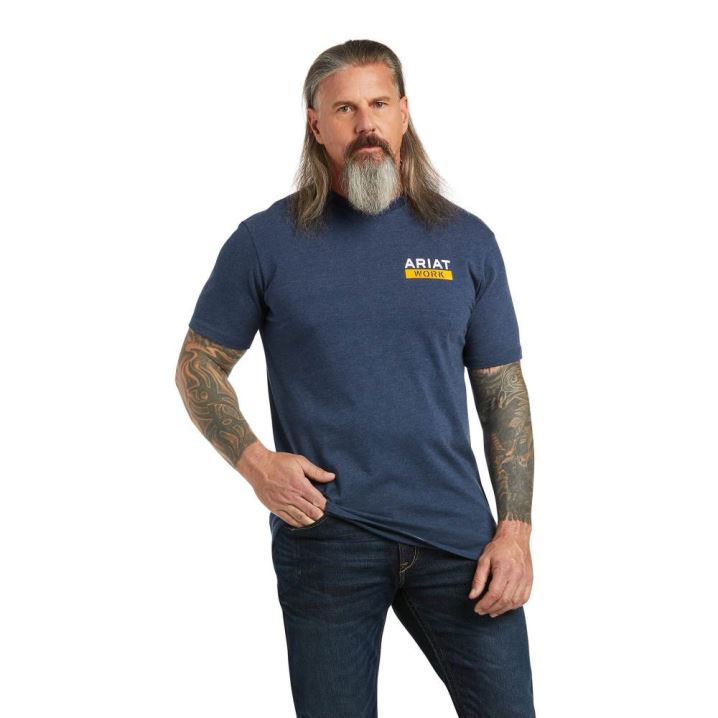 Ariat Rebar Baumwoll Strong Roughneck Graphic T-Shirt Navy | GJvqiDtG