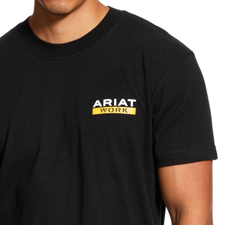 Ariat Rebar Baumwoll Strong Roughneck Graphic T-Shirt Schwarz | KDjkgyjS