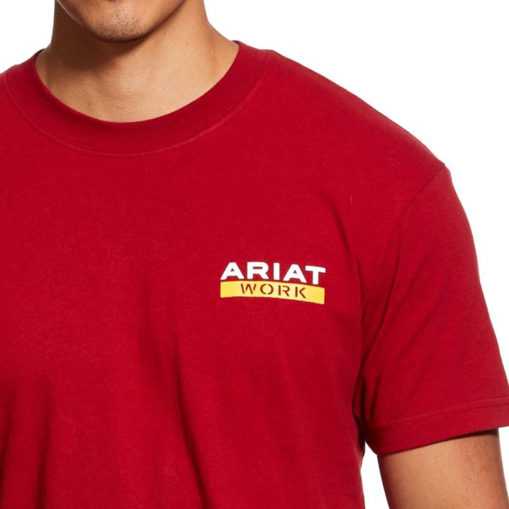 Ariat Rebar Baumwoll Strong Roughneck Graphic T-Shirt Rot | vPFRUn6X