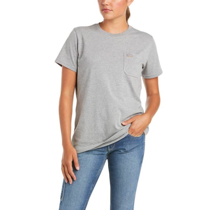 Ariat Rebar Baumwoll Strong T-Shirt Grau | PTxgk0c3