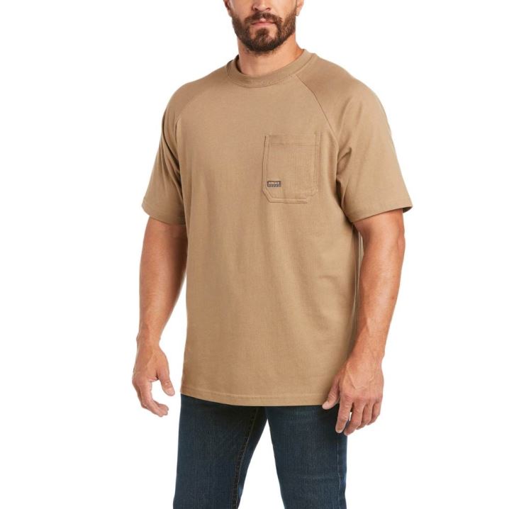 Ariat Rebar Baumwoll Strong T-Shirt Khaki | tv7UhOH8