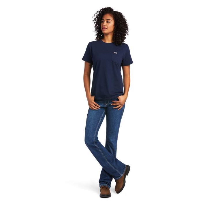 Ariat Rebar Baumwoll Strong T-Shirt Navy | yqNzS38L