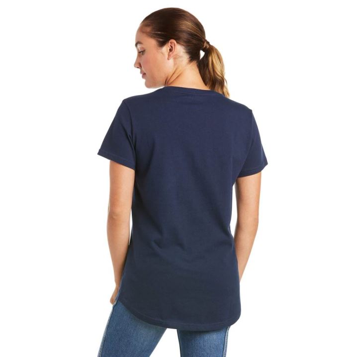 Ariat Rebar Baumwoll Strong V-Neck Top Navy | qAQ5BRDF