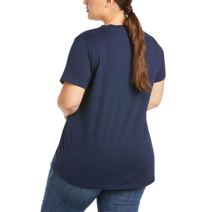 Ariat Rebar Baumwoll Strong V-Neck Top Navy | qAQ5BRDF